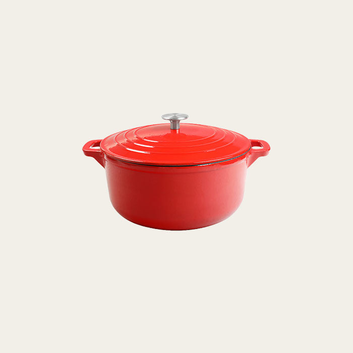 5 Quart Enameled Cast Iron Round Dutch Oven, Red