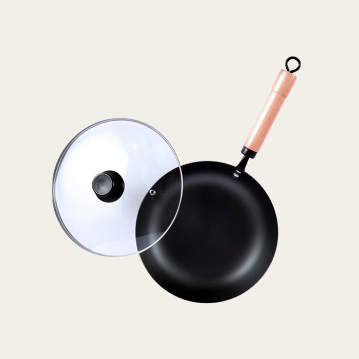 11 Inch Carbon Steel Frying Pan With Glass Lid, 11”(28cm)