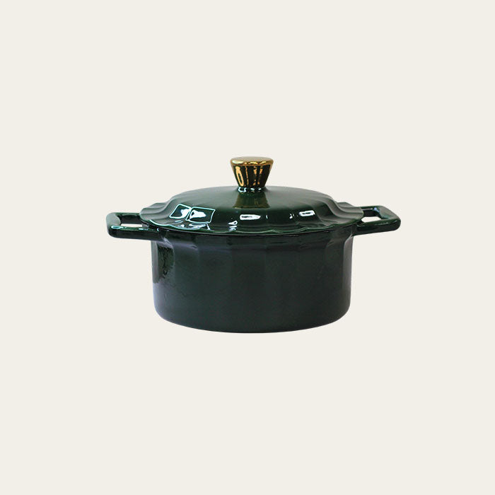 4 Quart Enameled Cast Iron Round Dutch Oven with Lid, Emerald