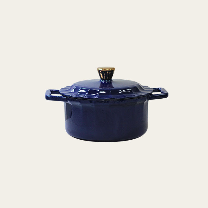 4 Quart Enameled Cast Iron Round Dutch Oven with Lid, Peacock Blue