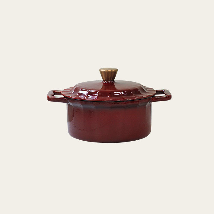 4 Quart Enameled Cast Iron Round Dutch Oven with Lid, Burgundy