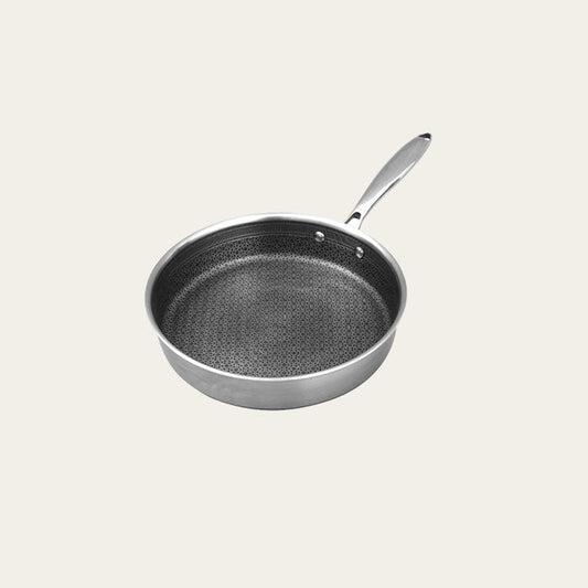 11 Inch Honeycomb Stainless Steel Frying Pan With Glass Lid, 11”(28cm)