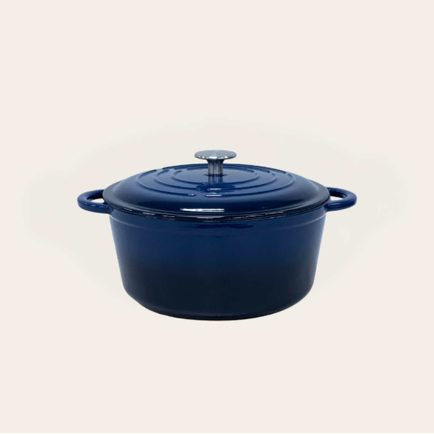 Cinnamon Home 5 Quart Enameled Cast Iron Round Dutch Oven with Lid, Navy