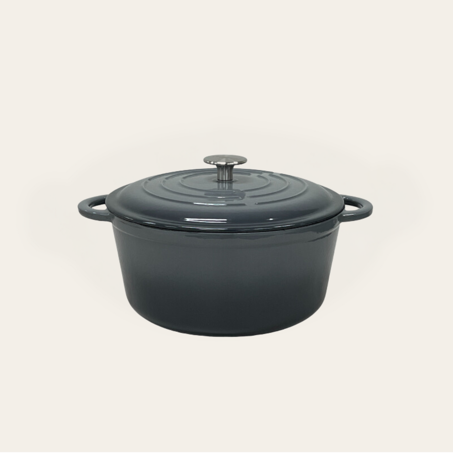 Cinnamon Home 5 Quart Enameled Cast Iron Round Dutch Oven with Lid, Gray