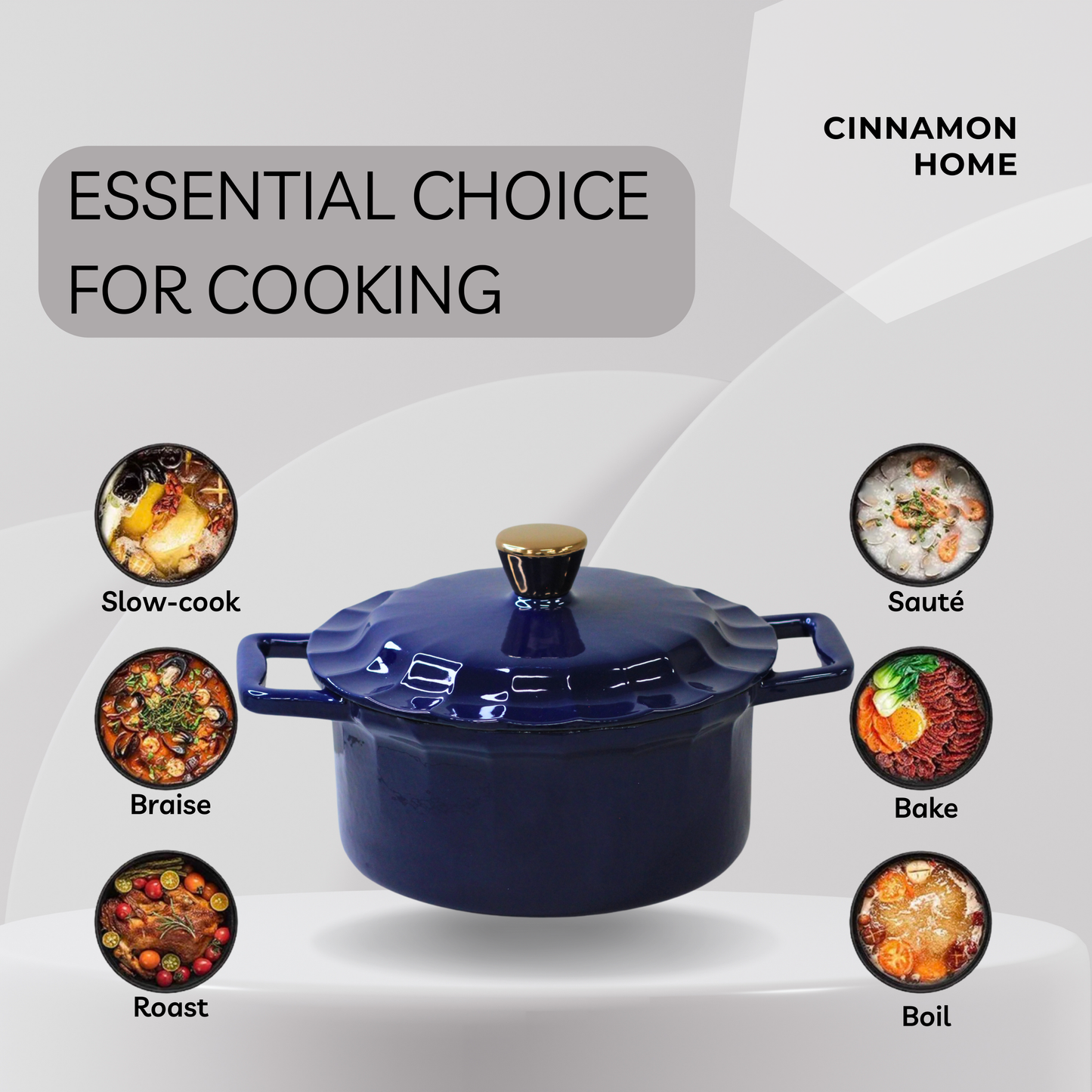 4 Quart Enameled Cast Iron Round Dutch Oven with Lid, Peacock Blue