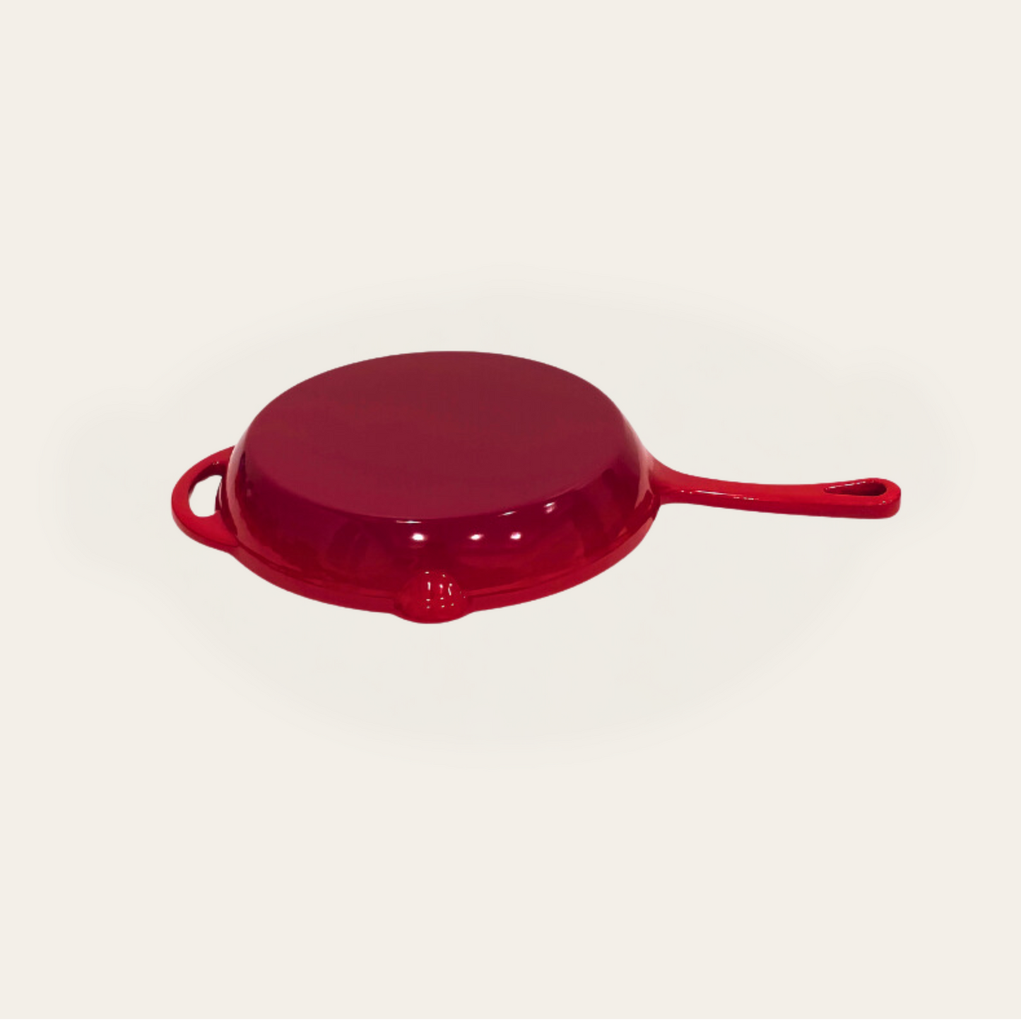Cinnamon Home 10 Inch Enameled Cast Iron Round Skillet, Red