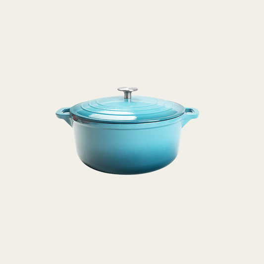 5 Quart Enameled Cast Iron Round Dutch Oven, Coastal Blue