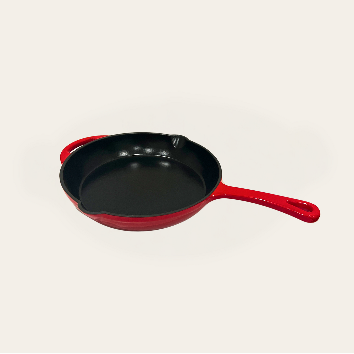 Cinnamon Home 10 Inch Enameled Cast Iron Round Skillet, Red
