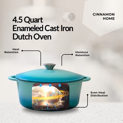4.5 Quart Enameled Cast Iron Round Dutch Oven, Green