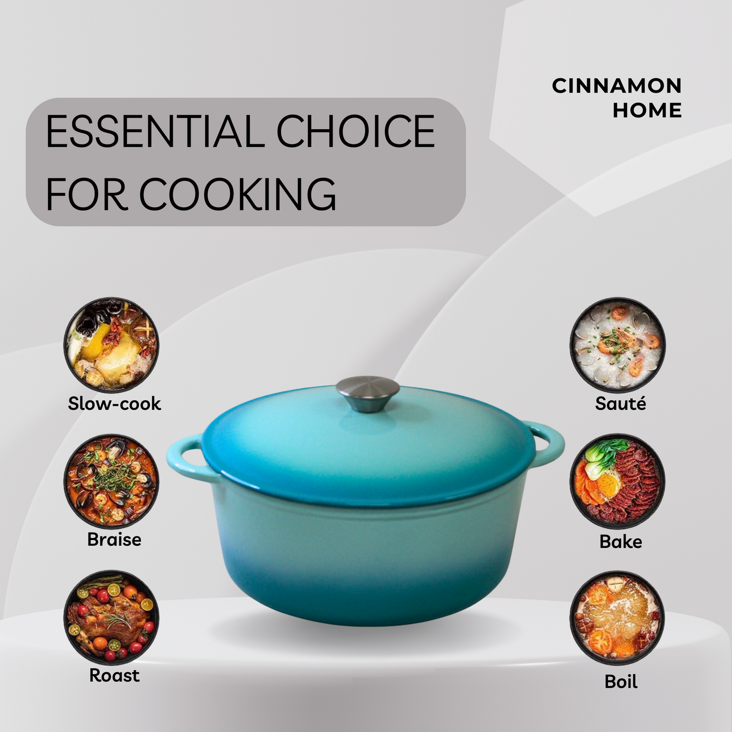 4.5 Quart Enameled Cast Iron Round Dutch Oven, Green