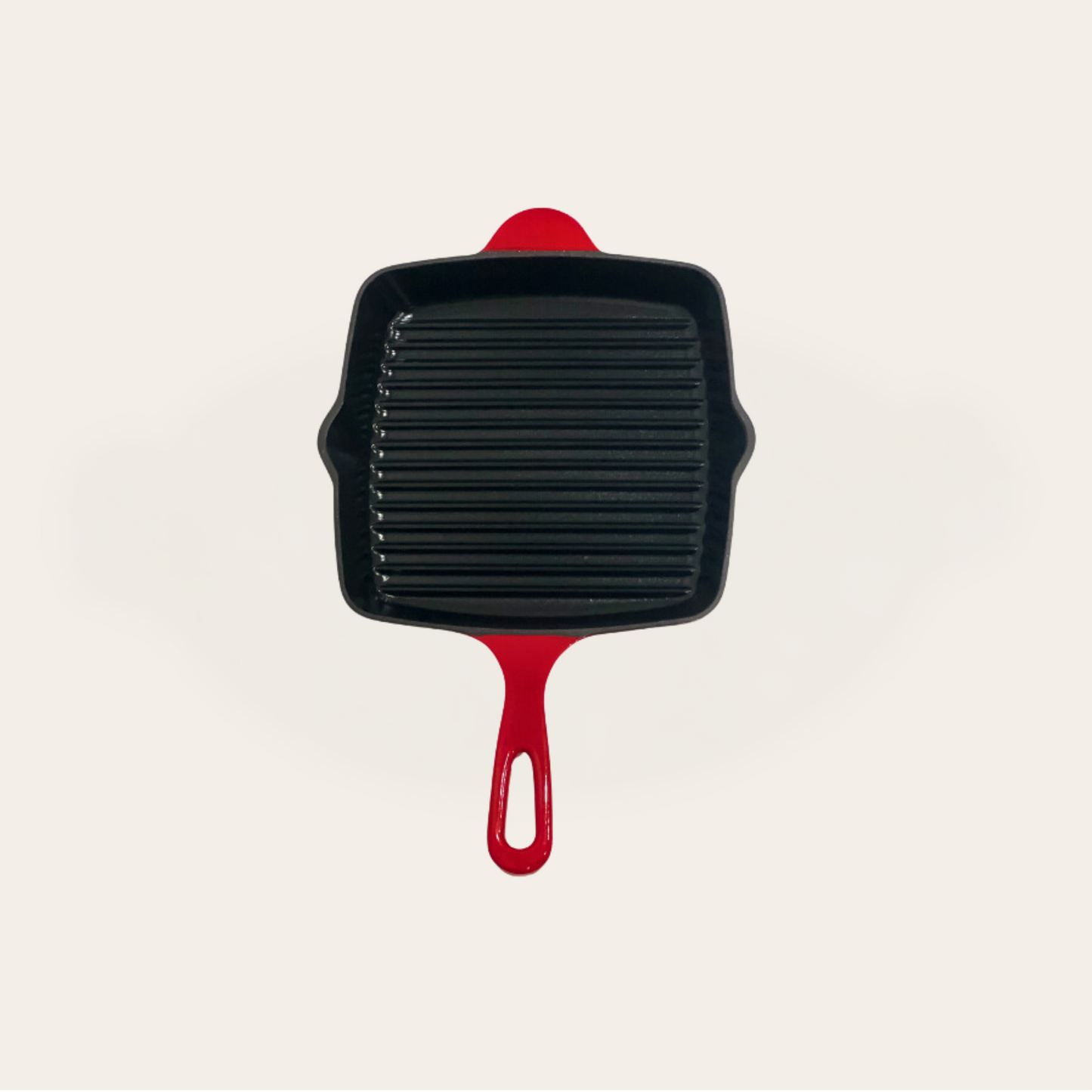 Cinnamon Home 10 Inch Enameled Cast Iron Square Grill Pan, Red