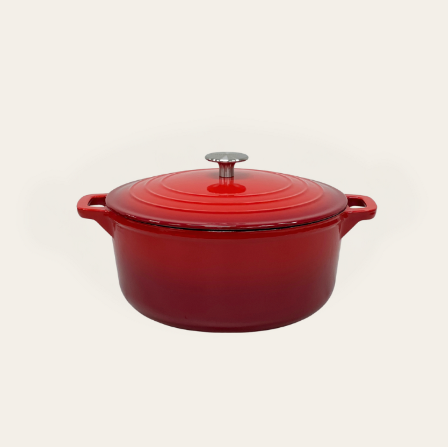 Cinnamon Home 6 Quart  Enameled Cast Iron Round Dutch Oven with Lid, Red