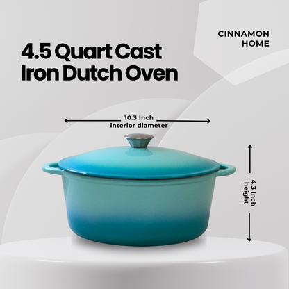 4.5 Quart Enameled Cast Iron Round Dutch Oven, Green