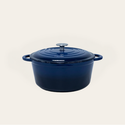 Cinnamon Home 5 Quart  Enameled Cast Iron Round Dutch Oven with Lid, Navy