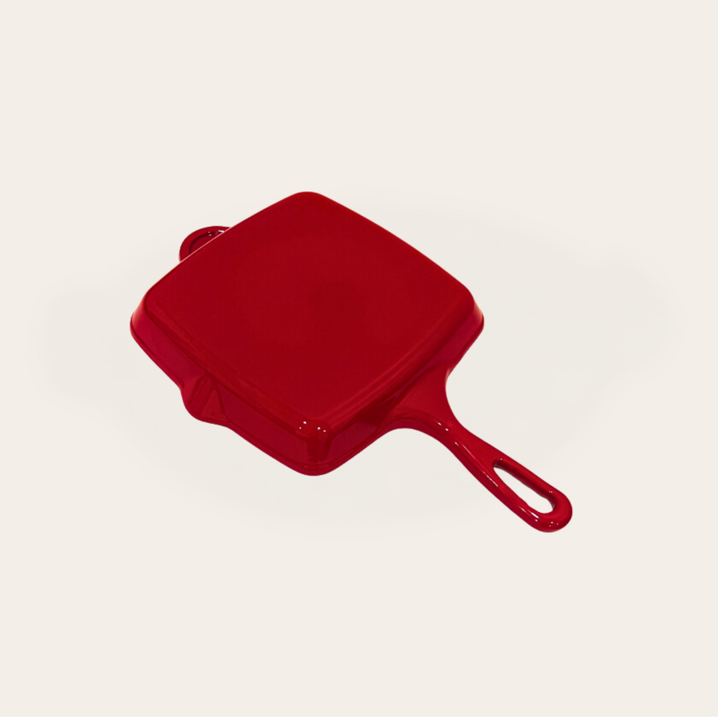 Cinnamon Home 10 Inch Enameled Cast Iron Square Grill Pan, Red