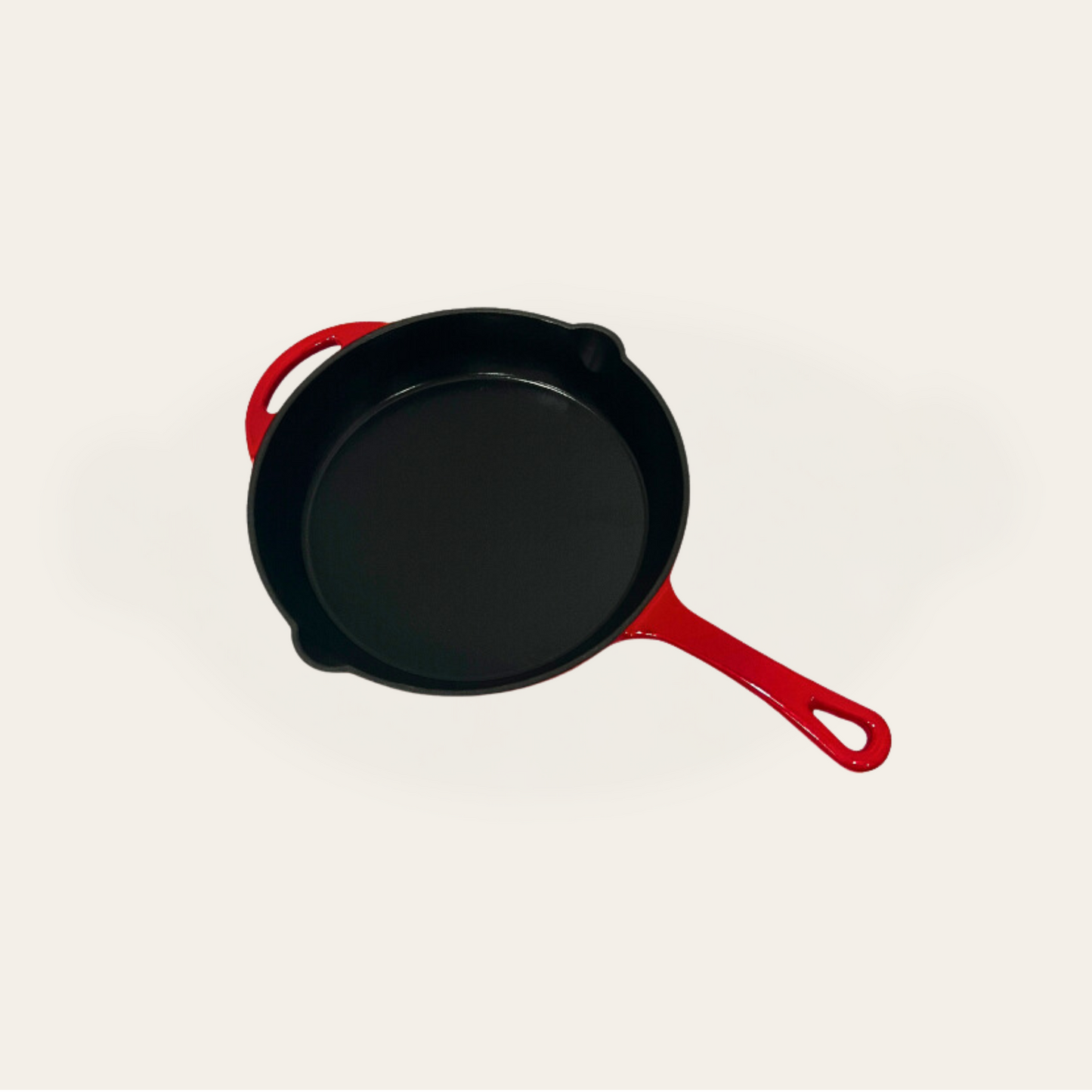 Cinnamon Home 10 Inch Enameled Cast Iron Round Skillet, Red