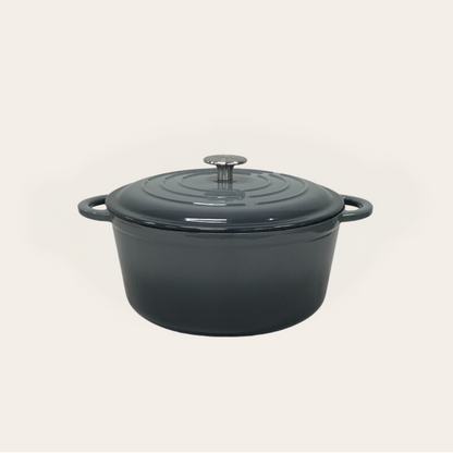 Cinnamon Home 5 Quart  Enameled Cast Iron Round Dutch Oven with Lid, Gray