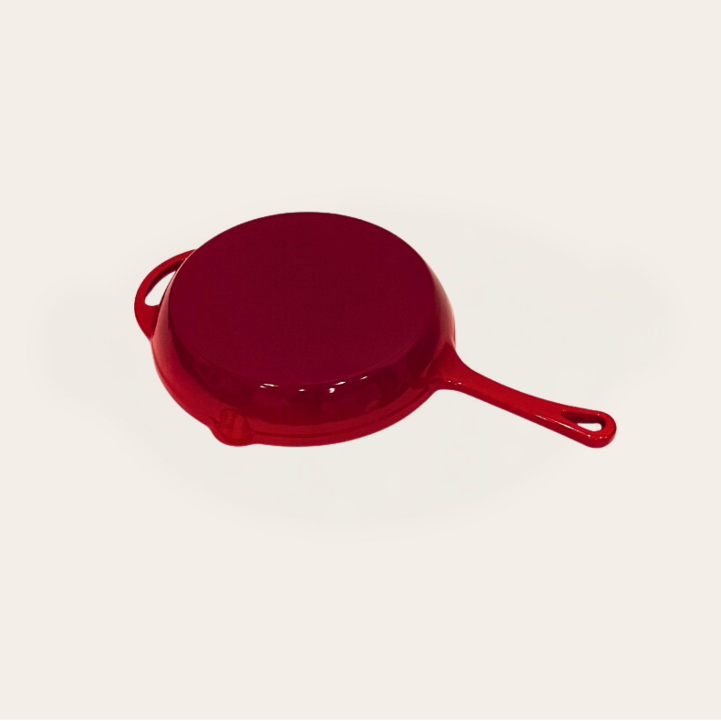 Cinnamon Home 10 Inch Enameled Cast Iron Round Skillet, Red
