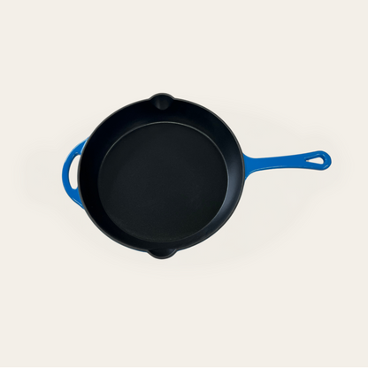Cinnamon Home 12 Inch Enameled Cast Iron Skillet, Blue