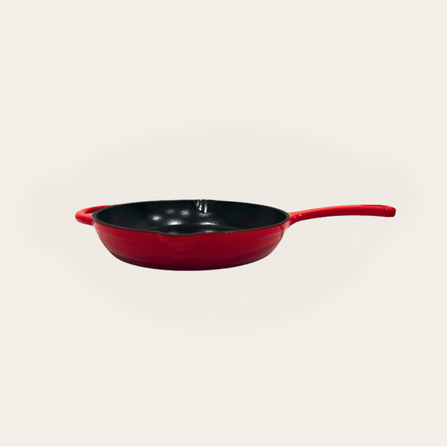 Cinnamon Home 10 Inch Enameled Cast Iron Round Skillet, Red